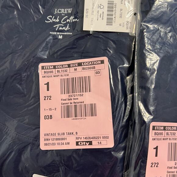 NWT J. Crew Antique Navy Vintage Slub Cotton Tank - SIZE M - Picture 4 of 9
